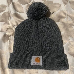 Carhartt Charcoal Knit Beanie with Pom